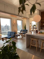Modern Apartment Interior with City View