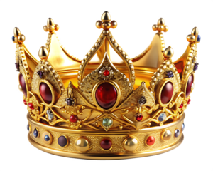 Golden royal king crown  isolated on  white background PNG.AI Generated.