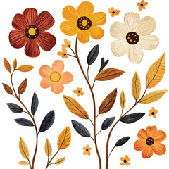 Autumnal Floral Arrangement with Textured Petals and Varied Foliage