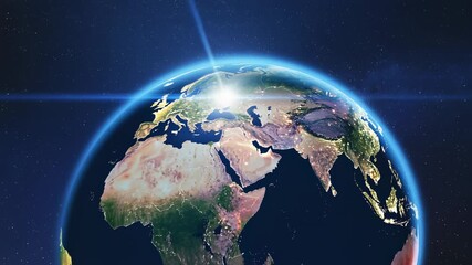 Animated globe with data processing and connections on black background. Concept of global science, computing, and digital networks - Powered by Adobe