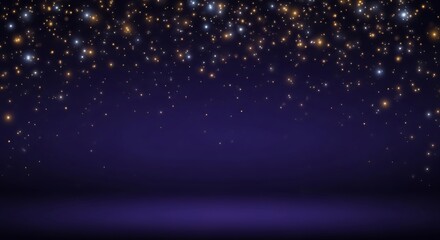 Obraz premium Elegant Dark Blue Background with Sparkling Golden and Silver Stars for Festive Occasions