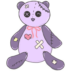 Teddy bear coquette kawaii Halloween clipart hand drawn illustration
