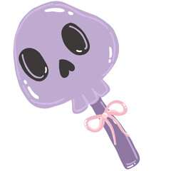 Skull-shaped candy Kawaii pastel Halloween clipart hand drawn  illustration 