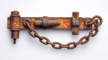 Rusty metal lock with chain