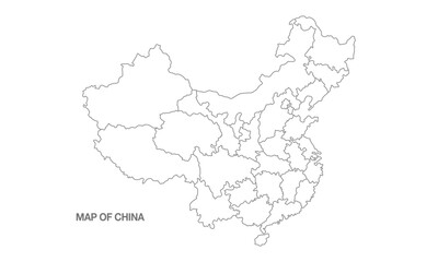 White background of China map with line art design