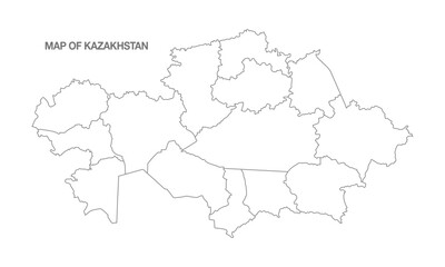 Fototapeta premium White background of Kazakhstan map with line art design