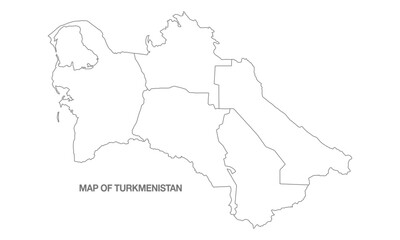 White background of Turkmenistan map with line art design