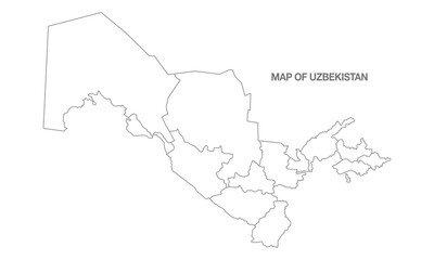 White background of Uzbekistan map with line art design