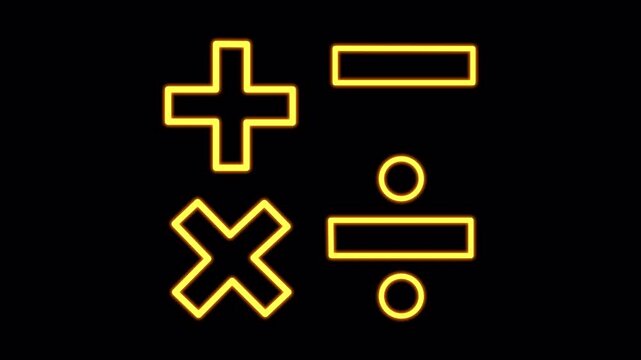 Neon Math Symbols - Dynamic Graphic Design