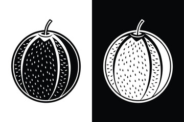 Clean Cantaloupe Icon Illustration. Minimalist Fruit Vector Artwork