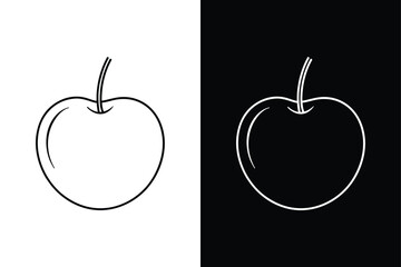 Clean Cherry Icon Vector Graphic. Summer Fruit Outline Design