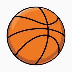 Obraz premium Simple Cartoon Style Basketball with Black Lines and Orange Color sport game