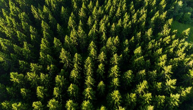 High-angle view of a dense coniferous forest