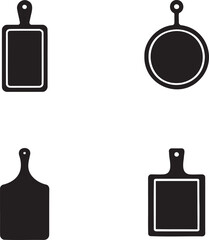 Obraz premium Set of Cutting board silhouette vector illustration isolated On Transparent Background