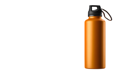 Orange Metal Water Bottle, isolated on transparent background