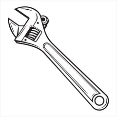 Obraz premium adjustable wrench tool vector art