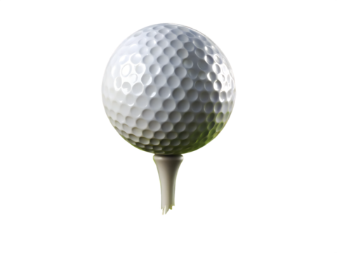 golf ball on pin isolated on white background PNG.AI Generated.