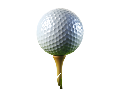 golf ball on pin isolated on white background PNG.AI Generated.