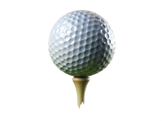 golf ball on pin isolated on white background PNG.AI Generated.