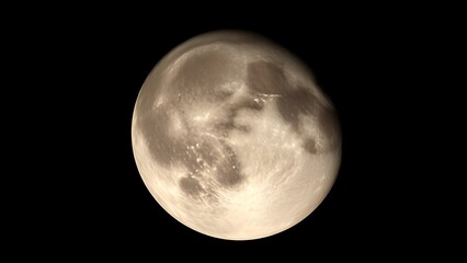 Naklejka premium Detailed closeup of the moon's surface showcasing intricate craters against the vast darkness of space.