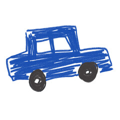 kids doodle of blue car