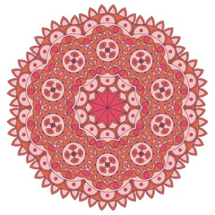 Asian colorful floral mandala. Vector ethnic circular ornament. Stylish design in vivid shades