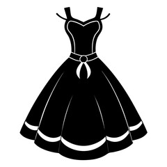 Garden party dress vector clean black silhouette design white background