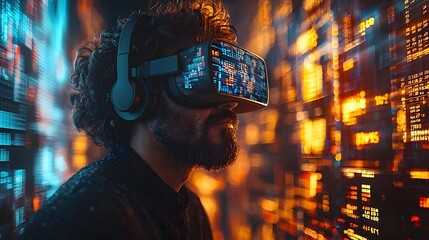 Virtual reality trading with futuristic financial data projections