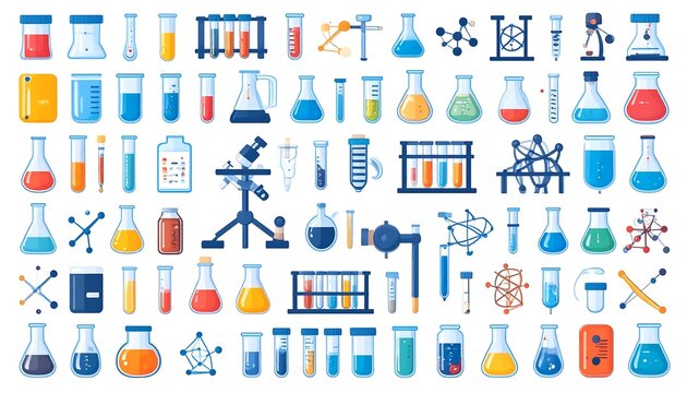 Colorful collection of various lab equipment