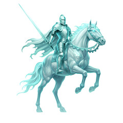 Spectral Knight: A Majestic Ice Horse Rider Fantasy Art