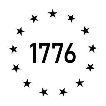 1776 Union, 13 Stars in Circle, Betsy Ross svg cut file. Isolated vector illustration.