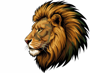 Lion head illustration, majestic king of jungle artwork, wild animal portrait drawing, powerful wildlife sketch, African predator decor, regal symbol art