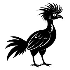 Hoatzin vector clean black silhouette design white background