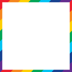Striped colorful square frame in seven rainbow colors