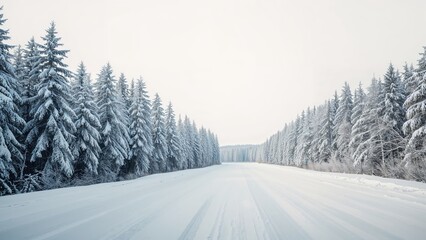 Obraz premium Icy road texture set against a snowy backdrop