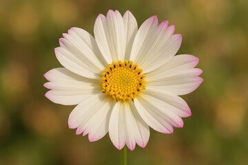 Fototapeta premium Beautiful kenikir blossom showcasing white and yellow petals with faint pink tips
