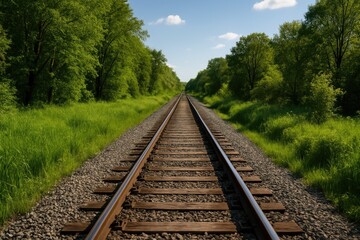 Obraz premium Track running through a vibrant natural environment with grass and trees