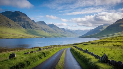 Fototapeta premium Dunloe's Mountain Pass and Its Stunning Views