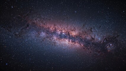 Fototapeta premium The colorful and magnificent galaxy stands out on a dark star-studded background.