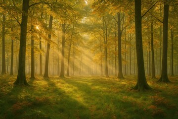 Obraz premium Dawn Breaks Over the Forest