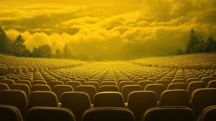 Obraz premium Realistic stock photo of 'outdoor cinema' scene using yellows tones, conveying a authoritative mood, tailored for Publishers.