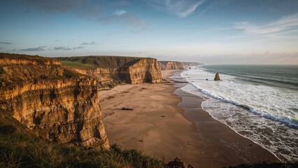 Beach cliffs suffering from continual erosion and instability