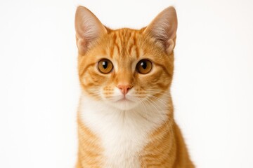 Obraz premium Cute cat positioned on a clean white surface