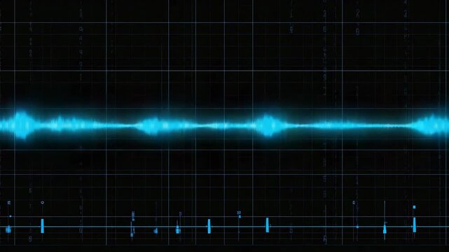 Sound wave equalizer and audio waveform spectrum motion. Music line graph.