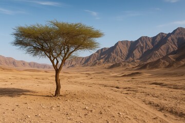 Arava Desert scenery alongside mountain formations