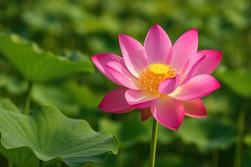 Seasonal Bloom of Lotus Flowers in the Warm Climate