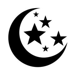 Islamic Stars & Crescent vector clean black silhouette design white background
