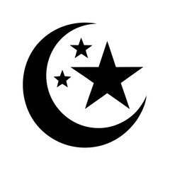 Islamic Stars & Crescent vector clean black silhouette design white background