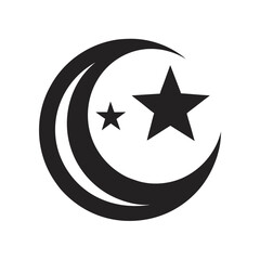 Islamic Stars & Crescent vector clean black silhouette design white background