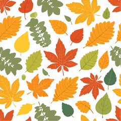 Autumn leaves seamless pattern. Colorful wrapping paper design.